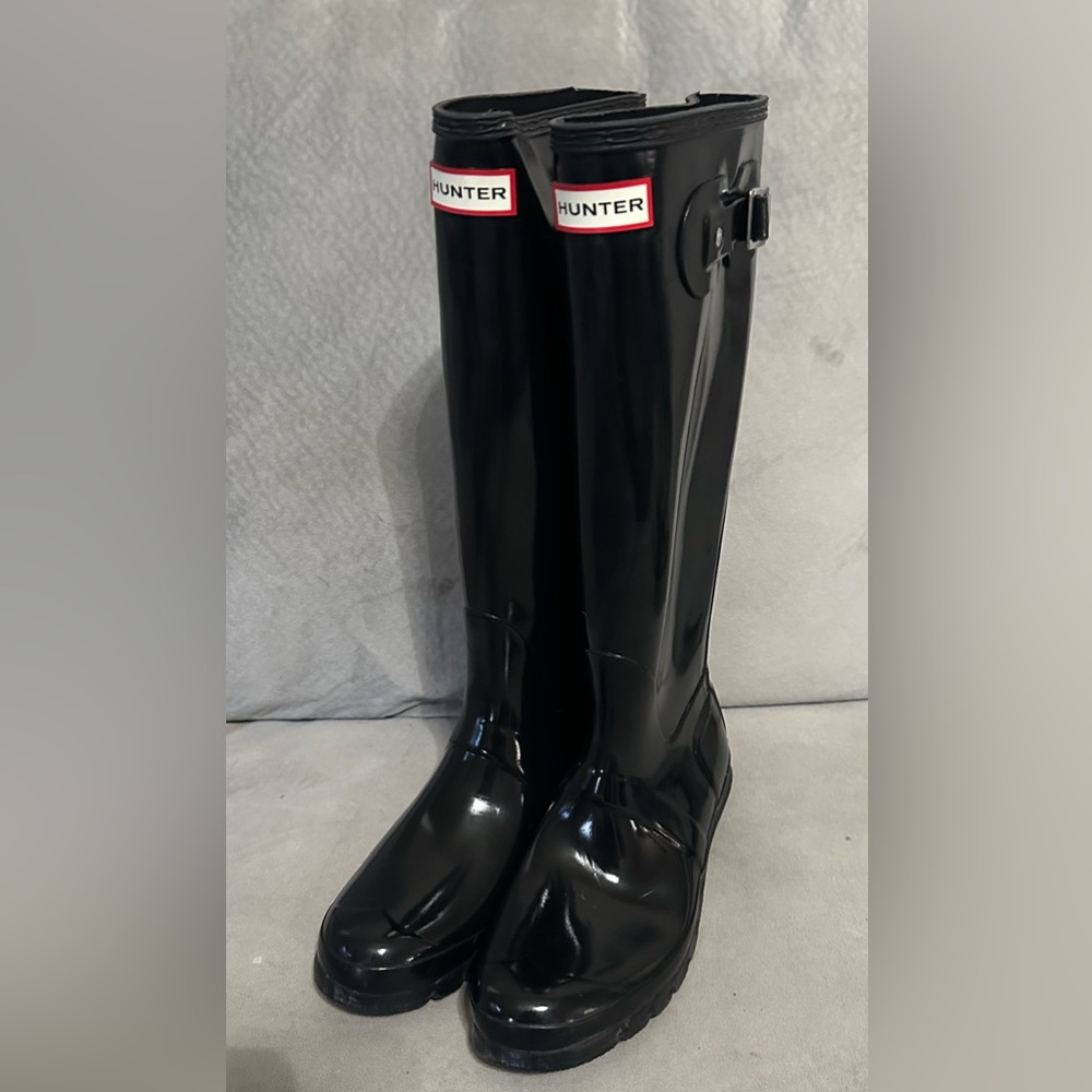 Hunter Black and Red Rain Boots